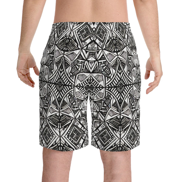 Ancient Aztec I Men's Elastic Beach Shorts (AOP)