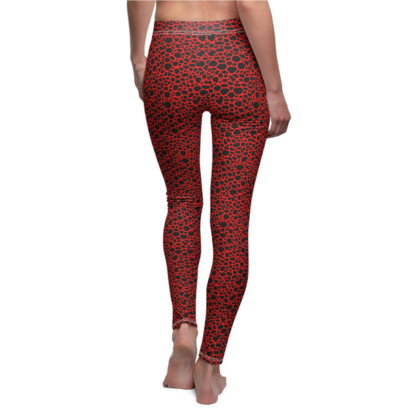 Red Dragon Scale Women's Cut & Sew Casual Leggings