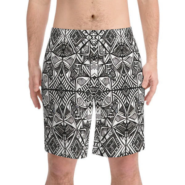 Ancient Aztec I Men's Elastic Beach Shorts (AOP)