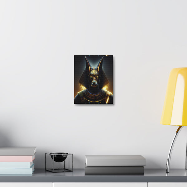 Futuristic Anubis Ancient Egyptian God Satin Canvas, Stretched