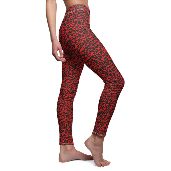 Red Dragon Scale Women's Cut & Sew Casual Leggings