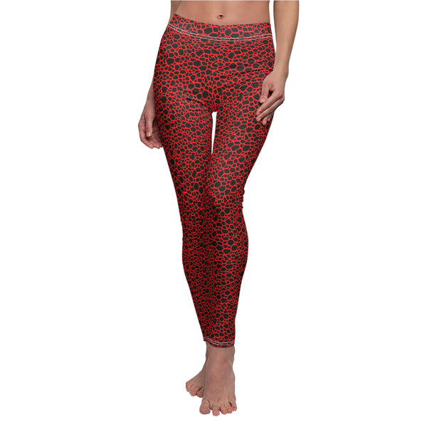 Red Dragon Scale Women's Cut & Sew Casual Leggings