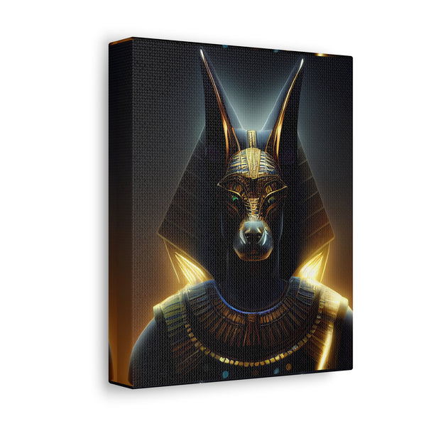 Futuristic Anubis Ancient Egyptian God Satin Canvas, Stretched