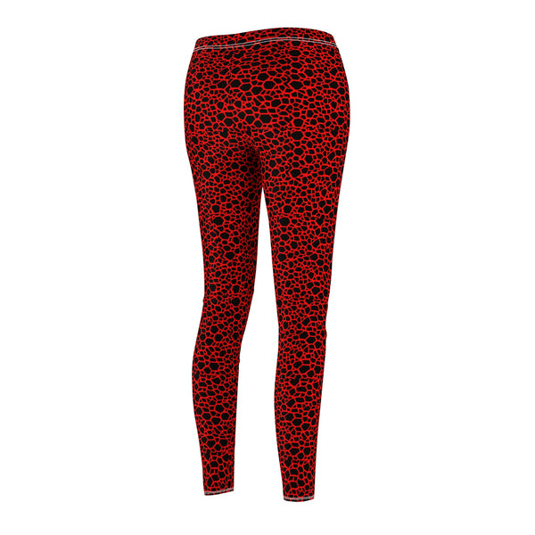 Red Dragon Scale Women's Cut & Sew Casual Leggings